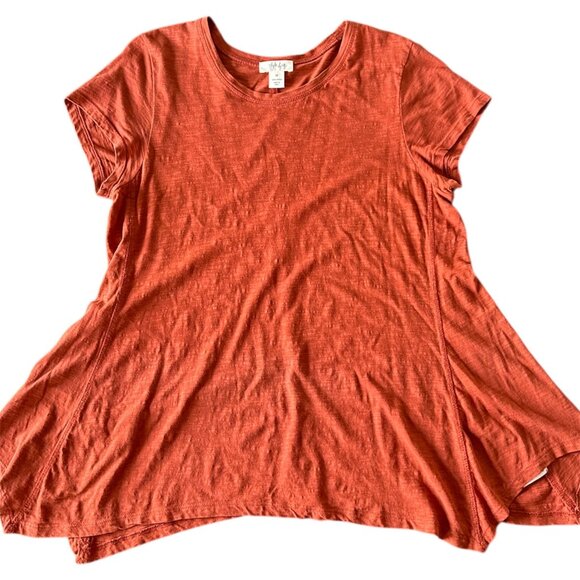 Style & Co Women’s Rust Orange Swing Top Size M 100% Cotton Short Sleeve Tee - Picture 1 of 6